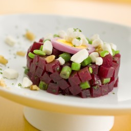 Crumbled Goat Cheese Red Beet and Green Bean Tartare