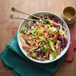 Crunchy apple & red cabbage salad with sausages