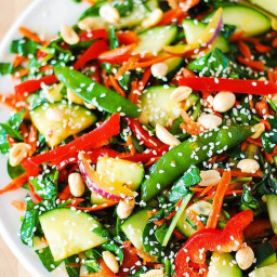 Crunchy Asian salad with Veggies and Peanut Dressing