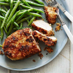 Crusted Pork Chops and Green Beans
