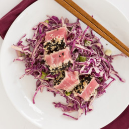 Crusted Tuna with Sesame-Tahini Red Cabbage