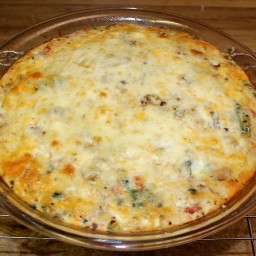 Crustless Mushroom, Spinach Salmon Quiche