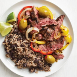 Cuban Steak with Black Beans and Rice