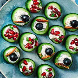 Cucumber and blue cheese canapés