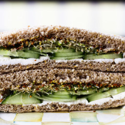 Cucumber, Cream Cheese, Sprout and Grainy Mustard Sandwiches