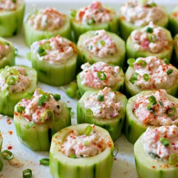 Cucumber Cups Stuffed with Spicy Crab