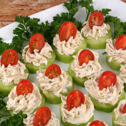 Cucumber Tomato Bites with Creamy Parmesan Herb Spread