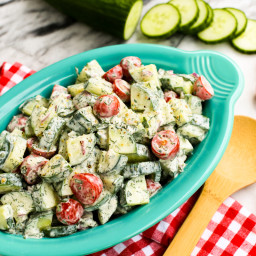 Cucumber Tomato Salad with Creamy Herb Dressing