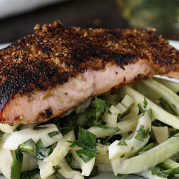 Cumin-Fennel Rubbed Salmon with Fennel-Parsley Salad Recipe
