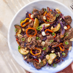 Cumin-Sichuan Beef with Cabbage, Peppers & Peanuts