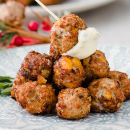 Curried Apricot Meatballs with Sage Mayo