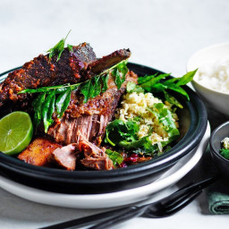 Curried beef ribs with pomegranate lime sambal