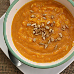 Curried Carrot Soup with Roasted Pepitas