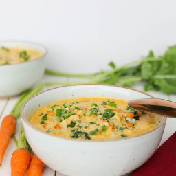 Curried Cauliflower Soup with Kale and Carrot