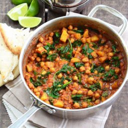 Curried Chickpeas with Spinach and Tomatoes