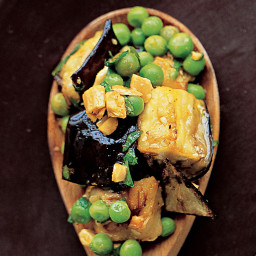 Curried Eggplant Salad with Peas and Cashews