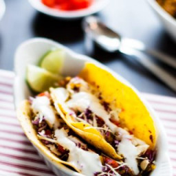 Curried Quinoa Tacos with Garlic Lime Cream Sauce