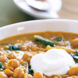Curried Red Lentil and Swiss Chard Stew with Garbanzo Beans