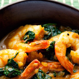 Curried shrimps and spinach recipe