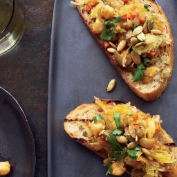 Curried Spaghetti-Squash-and-Chickpea Toasts