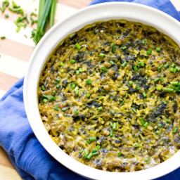 Curried Spinach Rice Lentil  Bake
