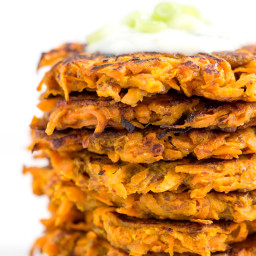 Curried Sweet Potato + Carrot Fritters