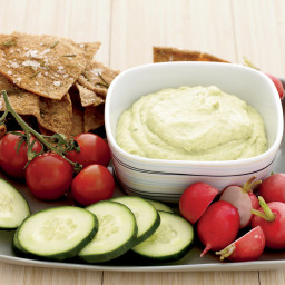 Curried Tofu-and-Avocado Dip with Rosemary Pita Chips