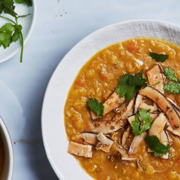 Curried Yellow Split Pea Soup With Spiced Coconut