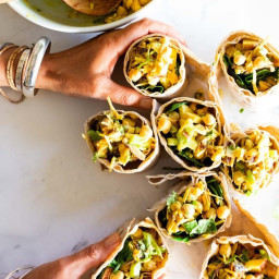 Curry Chickpea Salad Wraps with Toasted Coconut
