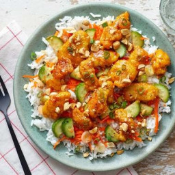 Curry-Peanut Chicken with Sushi Rice & Marinated Vegetables