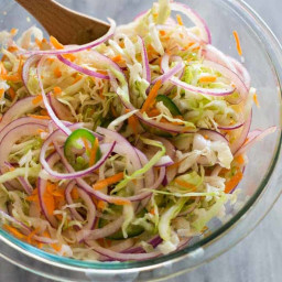 Curtido is an authentic Salvadorian cabbage slaw or relish made with finely