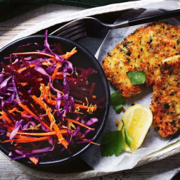 Curtis Stone's sourdough crusted chicken schnitzel with beetroot slaw