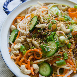 Daikon And Carrot Noodle Salad With Sesame Ginger Dressing