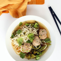 Daikon Noodles and Broccolini with Asian Pork Meatballs