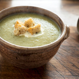 Dairy-Free Creamy Broccoli Soup With Gluten-Free Croutons