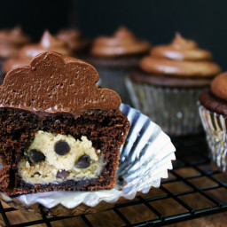 Dark Chocolate Cookie Dough Cupcakes