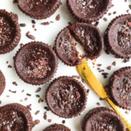 Dark Chocolate Sea Salt Brownie Cupcakes (vegan + paleo)