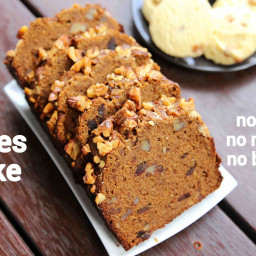 date cake recipe | date walnut cake | eggless date and walnut loaf