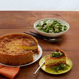 Deep-Dish Ham Quiche With Herb and Asparagus Salad