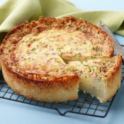 Deep-Dish Hash Brown Ham and Cheese Quiche