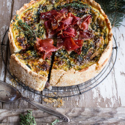 Deep Dish Spinach and Prosciutto Quiche with Toasted Sesame Crust
