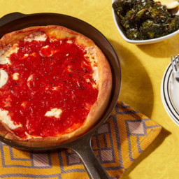 Deep-Dish Style Cheese Pizza with Roasted Broccoli