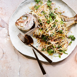 Deep-fried snapper with green mango salad