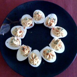Deviled Eggs with Bacon and Cheese