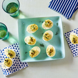 Deviled eggs with capers and dill