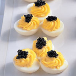Deviled Quail Eggs with Black Caviar