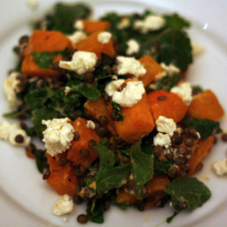 Dinner Tonight: Spiced Butternut Squash, Lentil, and Goat Cheese Salad Reci