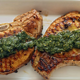 Dinner Tonight: Thyme-Rubbed Pork Chops with Pesto