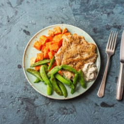 Do the Dukkah Chicken with Sweet Potatoes and Snap Peas