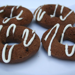 Double chocolate chip donuts with vanilla icing